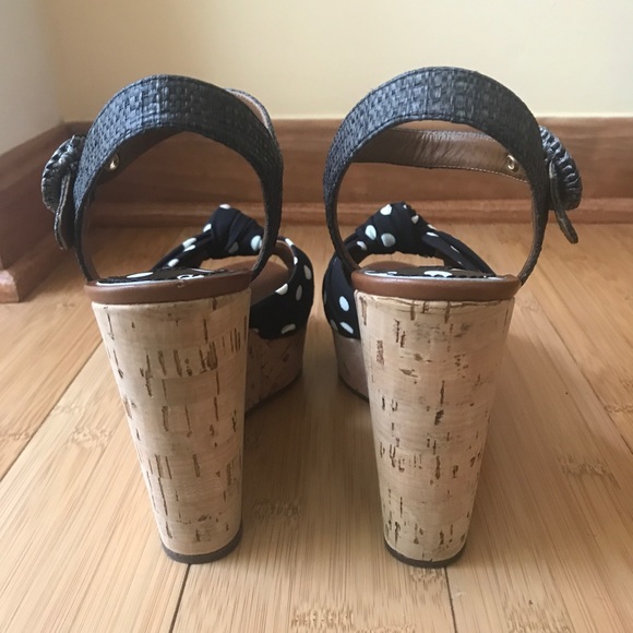 Dolce Gabbana Cork Wedge Sandals Polka Dot 38/8 - Picture 3 of 9